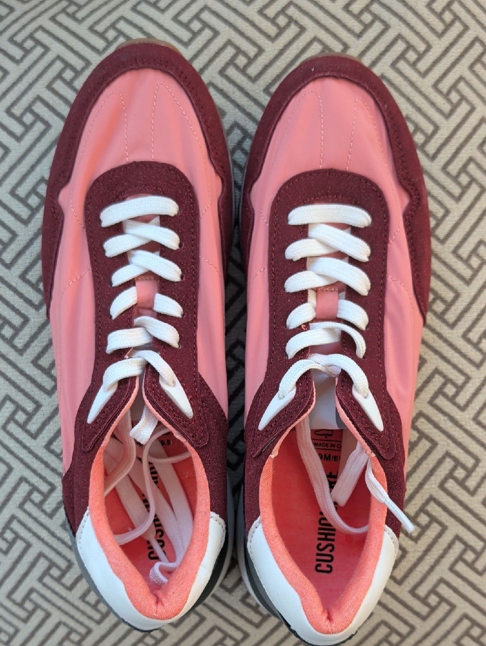 Cushionaire Two-Tone Pink and Burgundy Lace-Up Sneakers NWOT